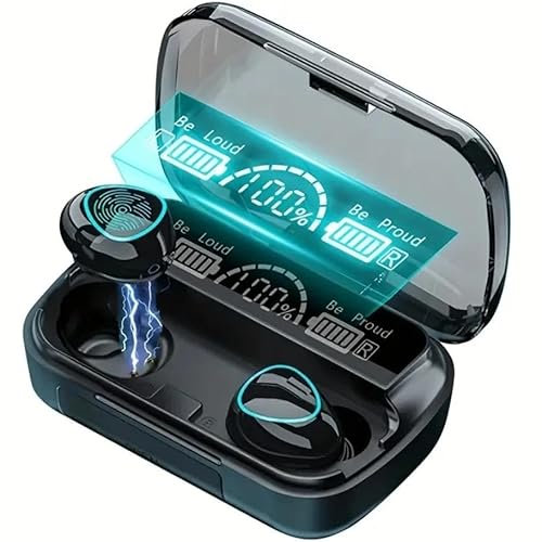 Genérico Auriculares Inalambricos Bluetooth Cascos Inalámbricos con HiFi Estéreo, Mic con Reducción de Ruido ENC,2025Bluetooth 5.3,48H Playtime,Impermeable IPX7,nergía LED