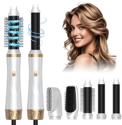 Airstyler 5 en 1 Brosse Soufflante Air Styler set Hair Styler Airbrush Fer a Boucler Brosse Soufflante Brosse Lissante Pour Cheveux, Kit de coiffure Pour Sécher