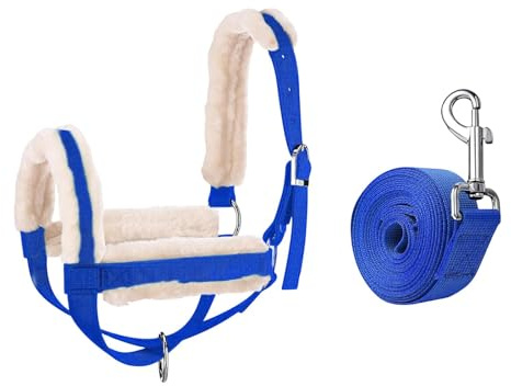 QSTDGVPW Cabezada para con Cuerda de Guía, Ajustable, para Entrenamiento Profesional Al Aire Libre Y Soporte para Terneros, Brida para Toros, Blue S