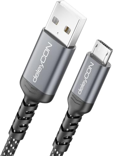 deleyCON 1,5m Câble Micro USB Câble de Charge et Données - Chargement & Synchronisation USB-A vers Micro USB - Smartphone Tablette Appareil Photo Manette PS4 etc.