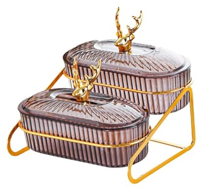 LOVIVER Assiette à salade de fruits secs avec support, plateau de service élégant pour apéritifs et biscuits, pour le salon ou la famille, Gris