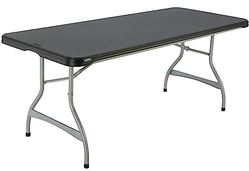 LIFETIME Mesa plegable rectangular ultrarresistente negra, Mesa exterior e interior para jardín, terraza, eventos y catering, Medidas 182x76cm, altura 73,5cm, Mesas plegables grandes (92119)