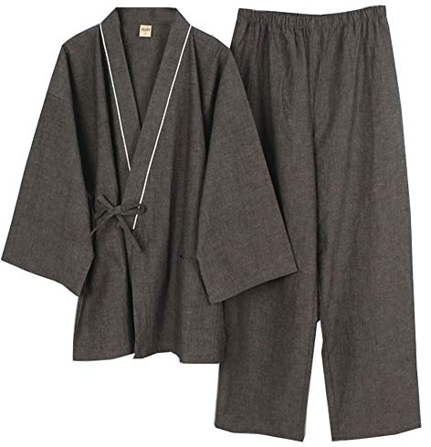 Fancy Pumpkin Männer japanischen Stil Roben Kimono Pyjamas Anzug Morgenmantel Set-Größe XL , Graym274