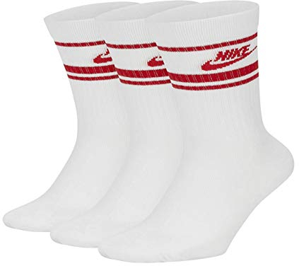 Nike Essential Crew Socks Socken 3er Pack (43-46, white/red)