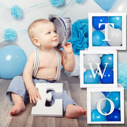 2nd Birthday Balloon Boxes with Letters – 3-Piece Set for Boys & Girls, Perfect 2nd Birthday Party Decorations