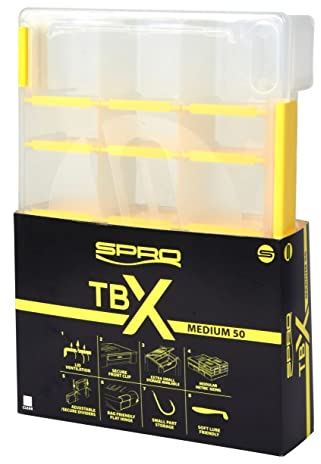 SPRO TBX Tacklebox & Werkzeugkiste - Robuster, wasserfester Kunststoff, versteckte Scharniere, flexible Fächer, modulare Größen - Perfekt für Angel- und DIY-Aktivitäten (Clear, 50M)