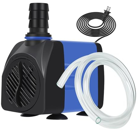 AQUANEAT Fountain Pump, 480 GPH Submersible Water Pump with 5 ft Tubing, for Aquarium Fish Tank, Pet Water Fountain, Hydroponics, Pond Waterfall Filter Pump