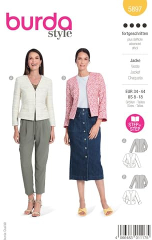 burdastyle Schnittmuster 5897 | Elegante Jäckchen zum selber nähen | Damen, Gr. 34-44 | Nählevel: anspruchsvoll