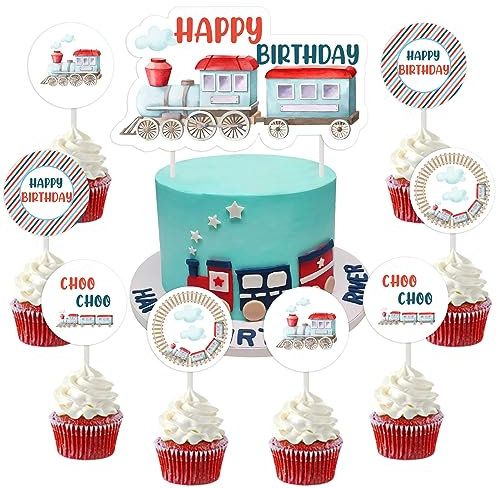 Decoración para tarta de cumpleaños de tren para niños, 2, 3, 4, fiesta de cumpleaños, tren Choo Choo
