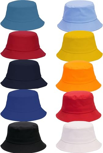 Rcanedny Lot de 10 chapeaux bob en vrac pour adulte - Pour l'été, la plage, le soleil, le soleil - Réversible - En coton - Pour homme et femme - Pour camping, chasse, voyage, pêche, Ensemble de