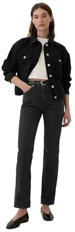GAP Womens High Rise Straight Fit Denim Jeans Washed Black 29 REG