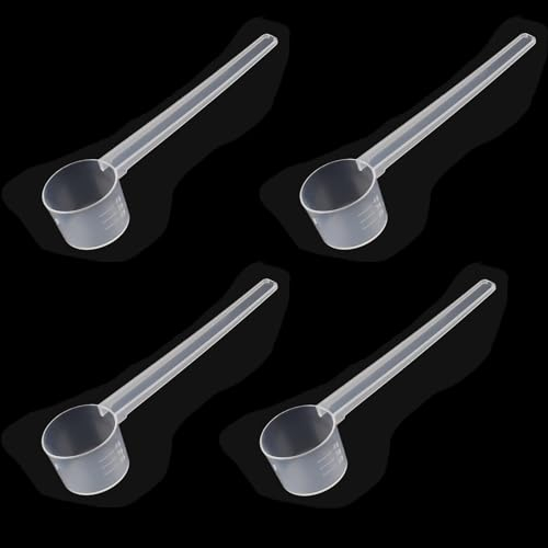 Cucchiaio dosatore in polvere proteica, 4 pezzi, cucchiai dosatori trasparenti con scala 2 g, 3 g, 4 g, 5 g, misurino da caffè, misurino dosatore per cucinare, misurino dosatore in polvere