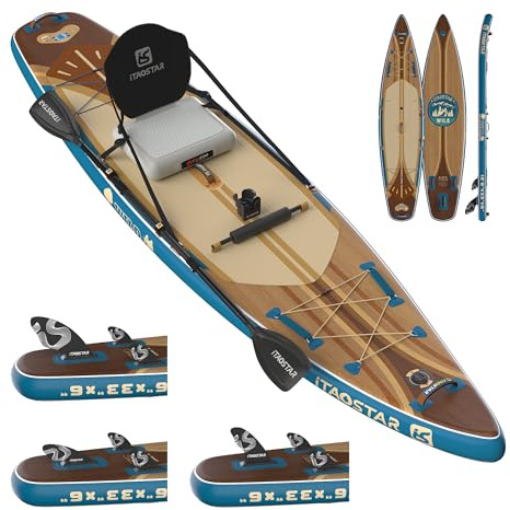 iTAOSTAR W02B 33 Inflatable Paddle Board with Seat, More Fun Inflatable Paddleboard with 5 Fins for Better Balance, Stand Up Paddle Board with Premium SUP Accessories for Adults of All Skill Levels