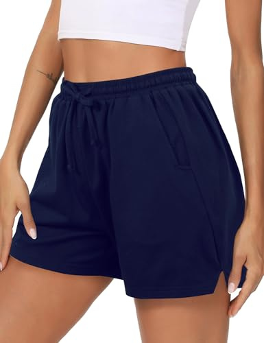Litherday Short Sport Femme Été Bermuda Femme Short de Sport Femme avec Cordon Élastique et Poches pour Yoga Fitness Gym Jogging