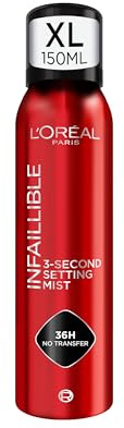 L'Oréal Paris Setting Spray XL, Infallible 3-Second Setting Mist for Face, Up To 36 Hour Makeup Wear, Fixing Spray, Waterproof and Sweatproof, Transfer-proof and Non-sticky 150ml