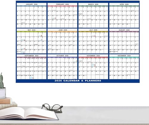 Calendario de Pared 2026 12 Meses Planificador Académico Mensual
