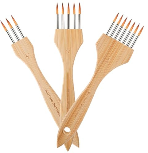 Pincel de pintura artística, 3 piezas, cepillo peine para un diseño de textura sofisticado, juego de pinceles para artistas, para acuarela, principiantes, adultos, manualidades, lienzo de cerámica