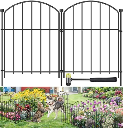 10 Pack Decorative Garden Fence Animal Barrier Fence, 17 in x 10 ft Rustproof Metal No Dig Fence Panels, Arched Small Garden Fence Barrier for Dog Rabbit Flower Bed Edging Yard Ground Patio Defense