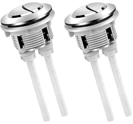 Botón Cisterna WC Universal, Doble Descarga, Kit Repuesto Pulsador, 2 Piezas, Compatible Diámetro 3,7-4,4cm, Material Plástico