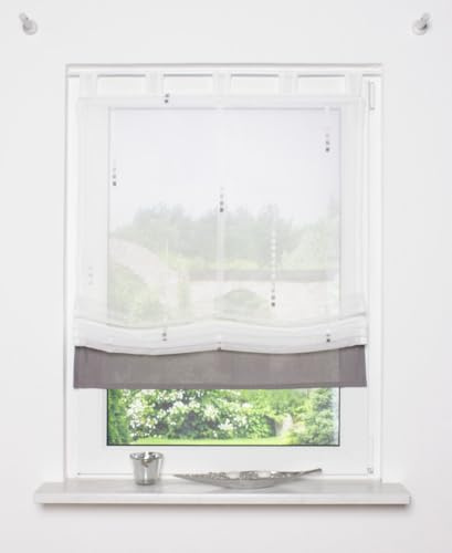SCHÖNER LEBEN. Rolloworld Scherli - Estor plegable (120 x 140 cm), diseño de piedra, color blanco