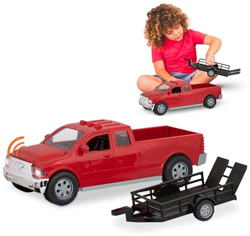 Driven by Battat B Camioneta de Grúa roja de Juguete para niños – Recogida de Juguete – Luces y Sonidos – Piezas móviles – 3 años +