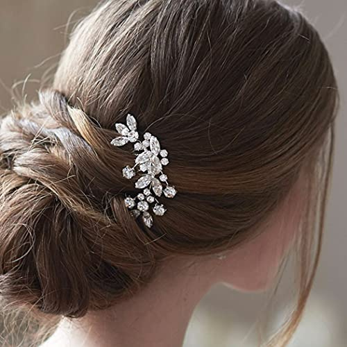 JAKAWIN Crystal Bridal Hair Comb Rhinestone Hair Clip Bride Wedding Hair Accessories for Women HC042 (Silver)