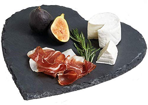 Vetrineinrete® Vassoio da Portata a Cuore in Ardesia Piatto in Pietra per aperitivo Finger Food sughi Formaggi antipasto Tagliere per aperitivo Buffet da Cucina Bar (20x20 cm) D7