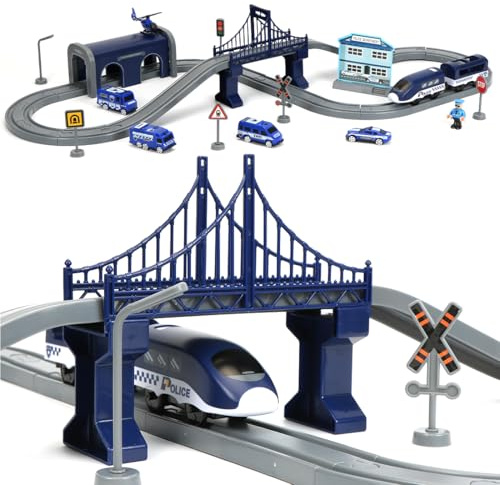 Ferrovia Treno Elettrico Giocattolo, Bambini Treno Elettrico Giocattolo con Binari Autostrada, Connessione Magnetica Treno Bambini Regalo per Ragazzi e Ragazze da 3 4 5 Anni