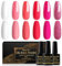 Shining She UV Nagellack,6 Farben Glitzer Rosa Milchweiß Pfirsich Gel Nagellack Soak-Off UV Frühling und Sommer Rosa nagellack für Anfänger DIY Nail,Einfach und langlebig,8ml