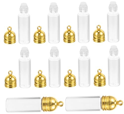 SEWOART Elegant 10pcs Glass Bottle Charms Miniature Bottles Cap for Decorations Party Favor