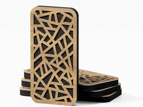 Lot de 4 panneaux acoustiques étroits insonorisants | Absorption sonore et diffusion pour contrôle de la réflexion | 23x46cm | Plaques perforées | (Chêne, AKAT-18)