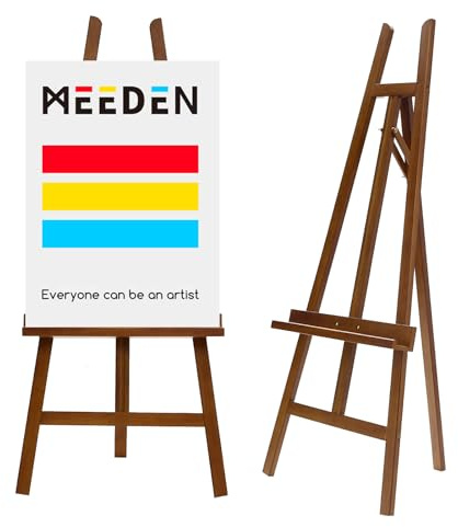 MEEDEN Holzstaffelei: A Rahmen-Malstaffelei für Leinwand bis zu 152 cm für Künstler Erwachsene, Verstellbarer Displayständer für Schild Bild Poster - Walnuss