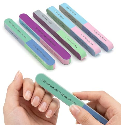 BCHMN Set da 6 Lime per Unghie a 7 Facce Professionali, Lima Lucidante Unghie Naturali e Gel, Buffer per Manicure Multifunzione per Cura Completa e Lucentezza a Specchio