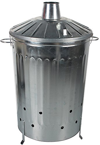 CrazyGadget Small Medium Large Extra Large Galvanised Metal Incinerator Fire Burning Bin with Special Locking Lid (125 Litre)