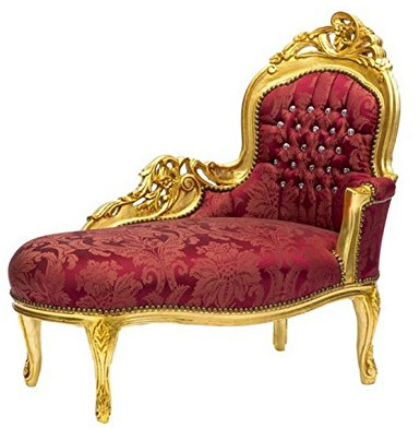 Way Home Store Dormeuse Poltrona Paolina Stile Francese Luigi XVI Barocco Oro e Rosso