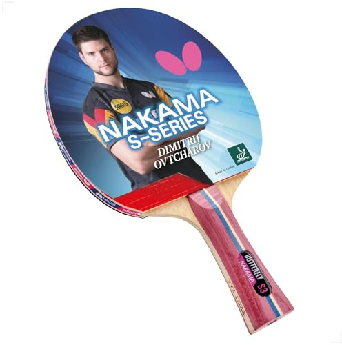 Butterfly Nakama S-3 Table Tennis Racket with 2 Balls - Carbon Blade - Flextra 1.9mm Rubbers - ITTF Approved