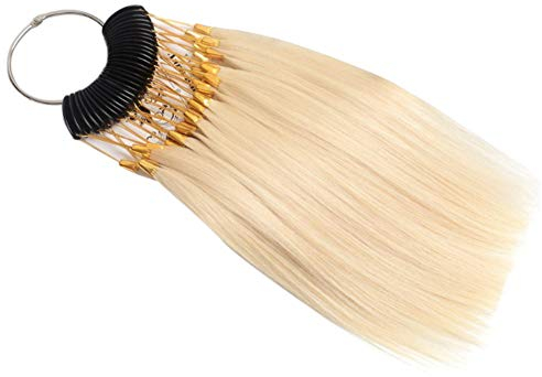 RemeeHi Échantillons de cheveux pour tester la couleur des cheveux, anneaux d'échantillon de couleur de cheveux avec boucles dorées, pour salon de coiffure, 30 mèches/lot, beige, 10°