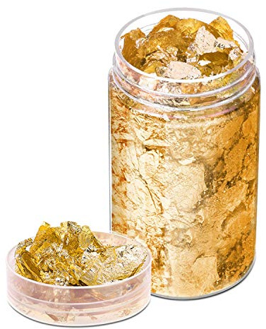 Gold Foil Flakes for Resin, Paxcoo 10 Grams Gold Foil Flakes Imitation Metallic Leaf for Nails, Painting, Crafts, Slime and Resin Jewelry Making (Gold Color)