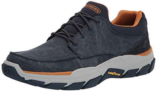 Skechers Hombre Respected-Loleto Moc Toe Bungee Lace Slip On, Azul Marino, 45 EU X-Ancho
