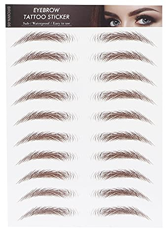 Adesivi Tatuaggio Sopracciglia Professionale Impermeabile - Sticker di Trasferimento per Perfette Kit Modellanti con Stencil Ideale Stick Sopracciglia, Timbro e Tatuaggi Colore Marrone-06 un Look Nat