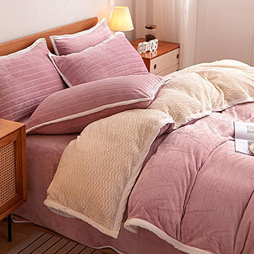 YUNHOME Bed Sheet Keep Warmfleece Bedding Sheet Quilt Cover Milk Fleece 4-Piece Winter Coral Fleece Double-Sided Fleece Plus Flannel Flannel Bed Linen Set-Girl Fan_Four-Piece Set Of 2.0M Bed Sheet
