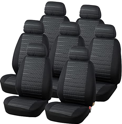 TOYOUN 7er Sitzbezüge Auto Einzelsitzbezug Universal Passende MPV Van 7 Sitzer Autositzbezüge Set Schonbezüge Auto Grau