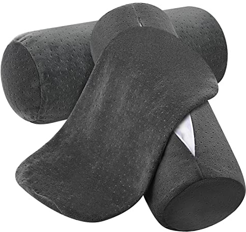 Remerry 2 Pcs 16 x 6 Inches Velvet Neck Roll Pillow Cover with Zipper, Only Round Neck Pillow Case Soft Bolster Pillowcases for Cylindrical Pillow (Cover Only, Bolster Not Included)(Ash Black)