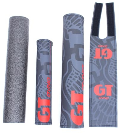 GT DYNO 1989 re-issue 3 Piece Nylon BMX Bicycle Padset - BLACK GRAY RED