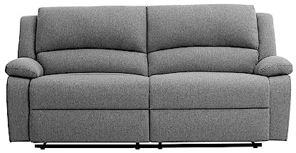 LOUNGITUDE - DETENTE - Canapé de Relaxation - Manuel - 3 Places - Inclinaison réglable - en Tissu - Gris Clair -L193cm