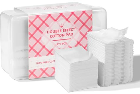 ICOTLE Square Cotton Pads 475 Pcs Makeup Remover Pads Cotton Squares for Face 75 Thick and 400 Ultra-Thin for Daily Skin Care, Pair with Makeup Remover