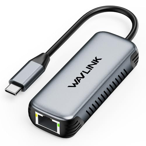 Wavlink 5G USB-C to RJ45 Ethernet Adapter - 2 in 1 Hybrid Network Compatible with Type-C/Thunderbolt 3 or USB 3.0 Laptop - Portable Aluminum