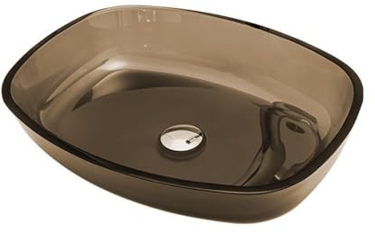ZYCDP Lavamanos Baño Templado Lavabo Vidrio 540 X 410 X 110 mm Sin Agujero Para Grifo Marrón