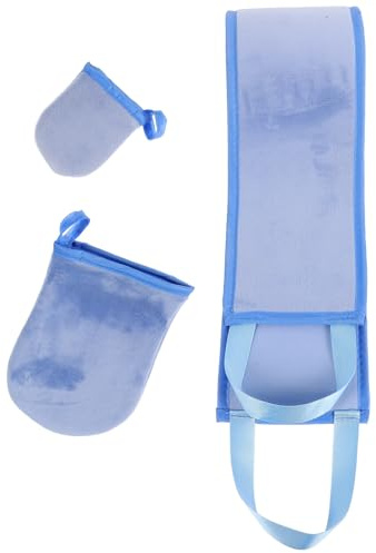 EPIGEIST Self Tanning Mitt Set Finger Glove and Back Applicator, Blue Flocked Self Tanner Gloves for Even Lotion Application, Suitable for Back and Body Use