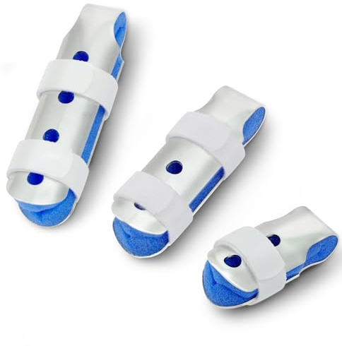 AYBUY Ferula Dedo, 3 pcs Riel para dedos, Férula Ajustable para Dedos, Protector Dedos Mano para Completa Férulas Dedos, para inmovilización, dedos rotos, artritis, Azul